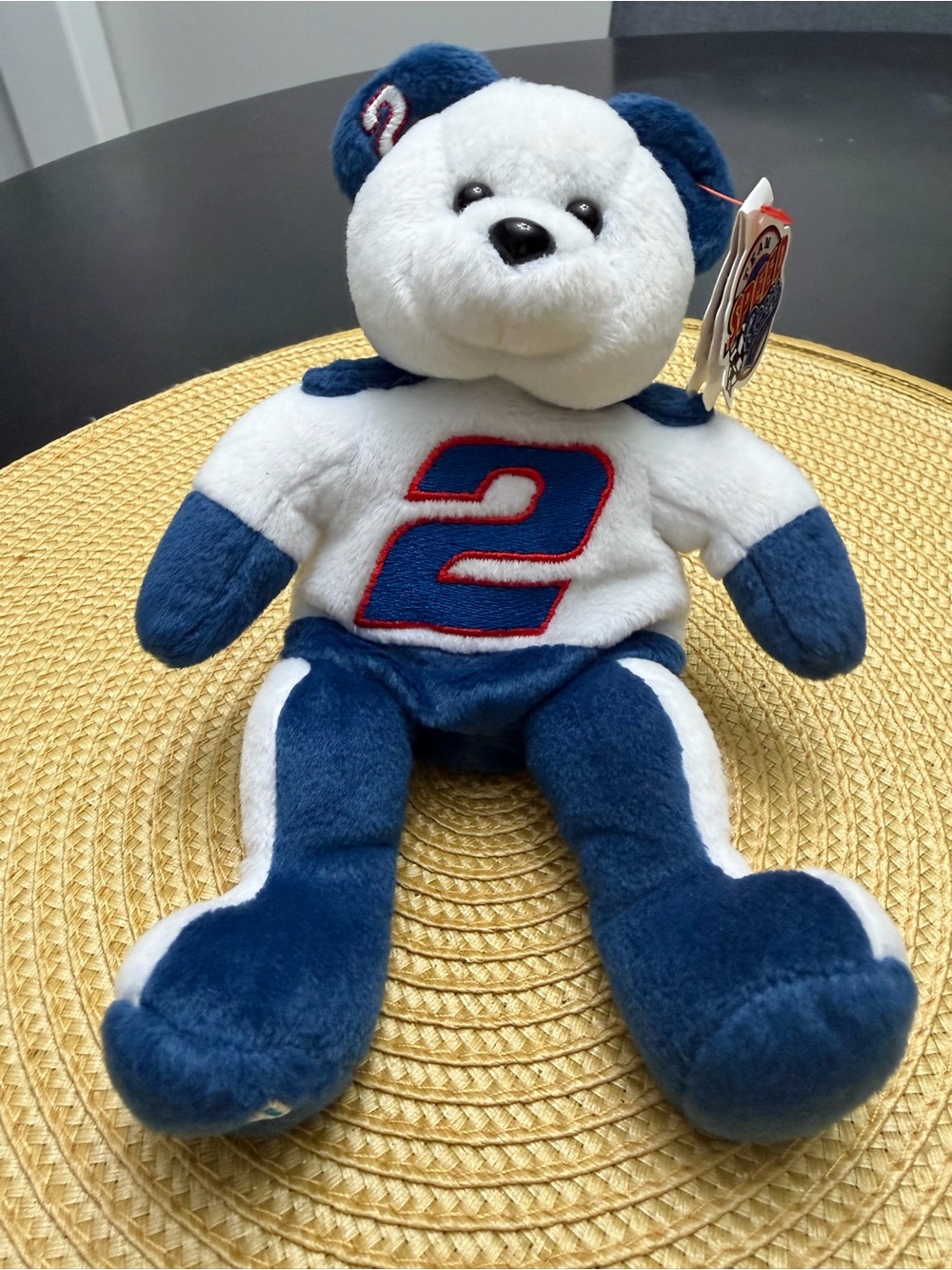 Nascar Mark Martin Blue & White Speed Beanie Bear Plush with Red Accent